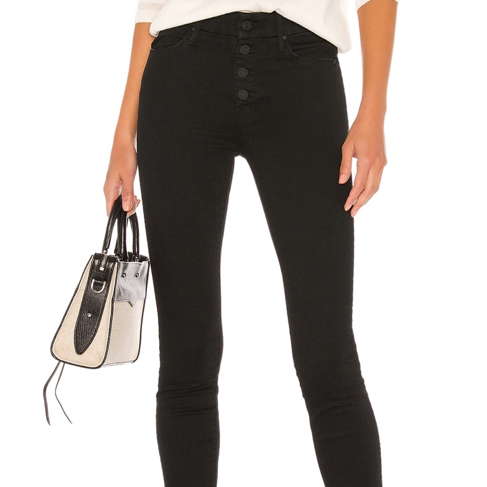 Mother the Pixie Dazzler Ankle Fray Jeans in Black